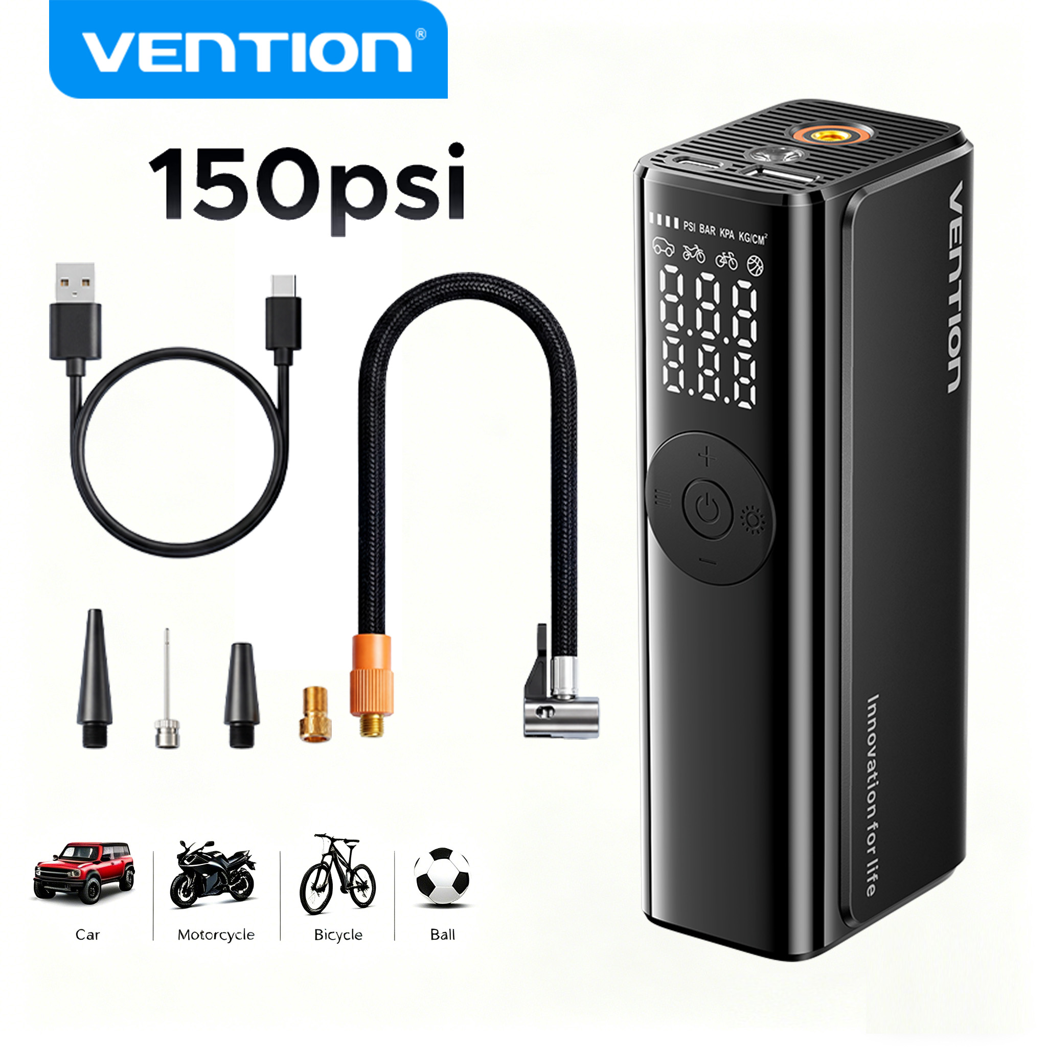 Car Portable Tire Inflator - Vention – pompe à air pour