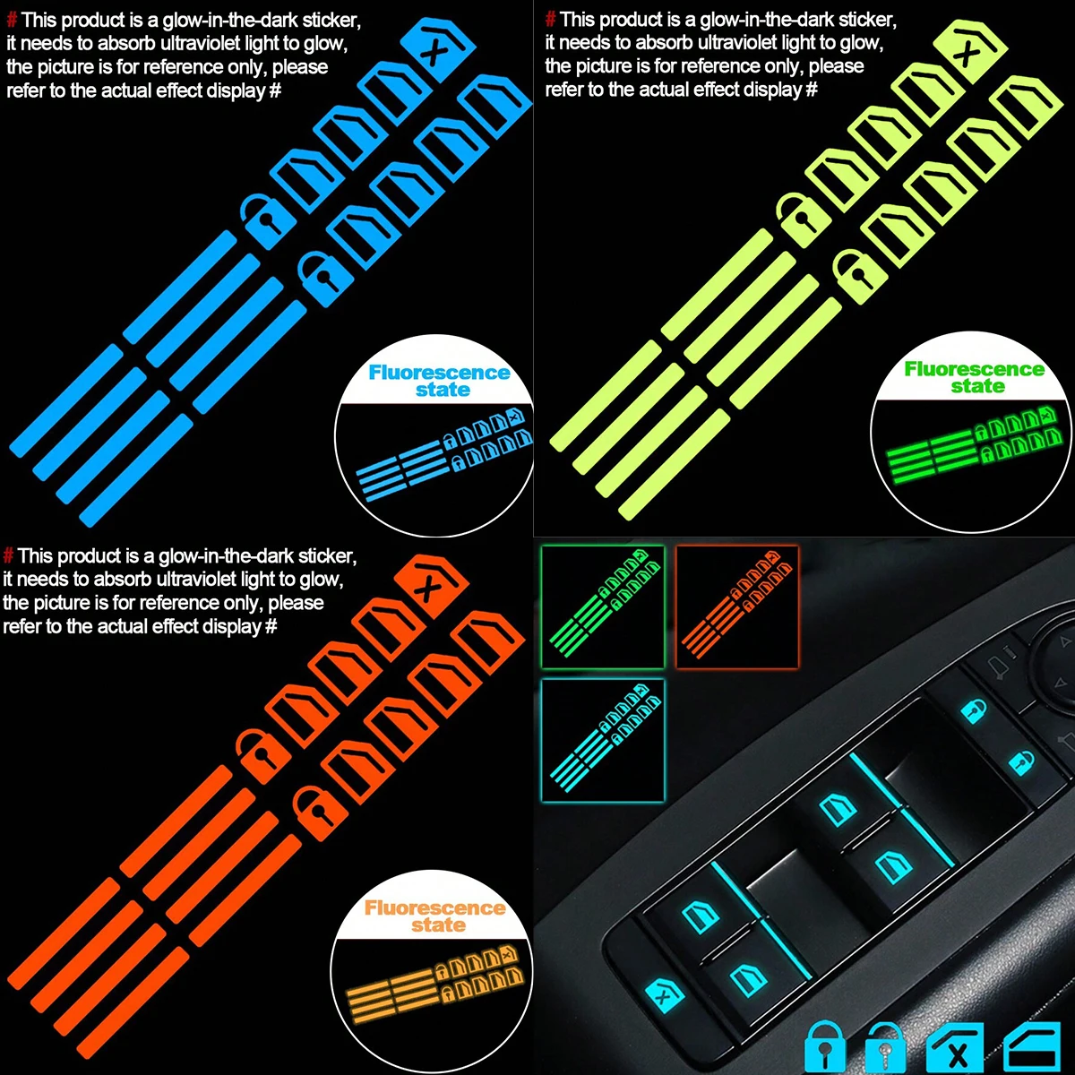 Car Accessories Quotes - 18 autocollants lumineux pour boutons de