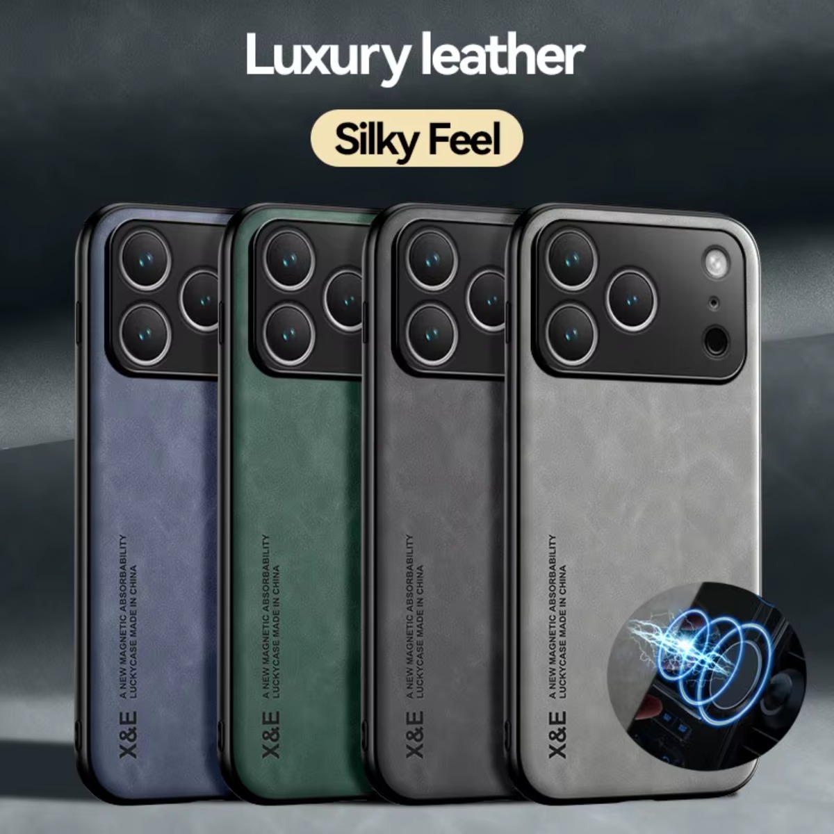 Car Phone Holder Magnetic - Étui de téléphone en cuir pour