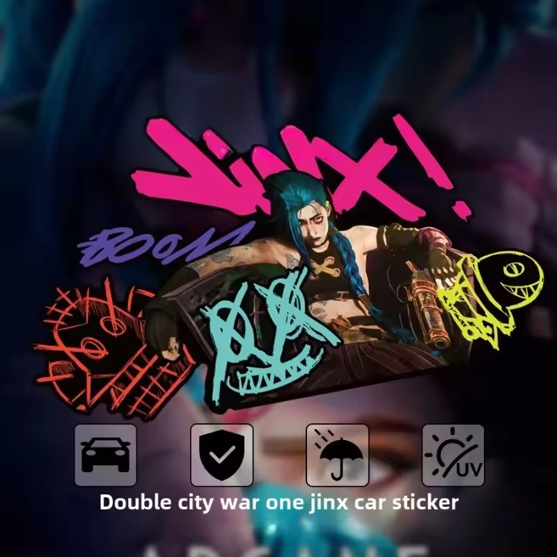 Car Accessories Decoration - Autocollant réfléchissant Arcane Jinx Graffiti pour