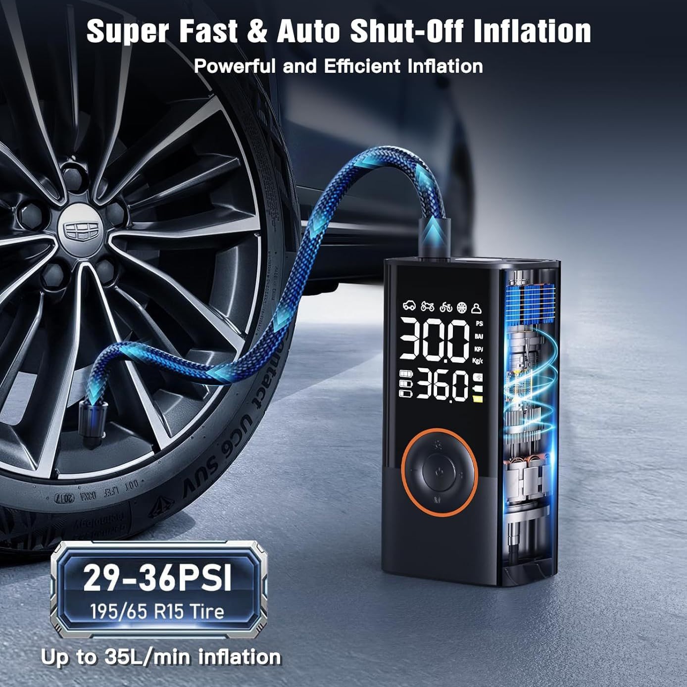 Pompe à air intelligente sans  - Car Portable Tire Inflator avis et prix